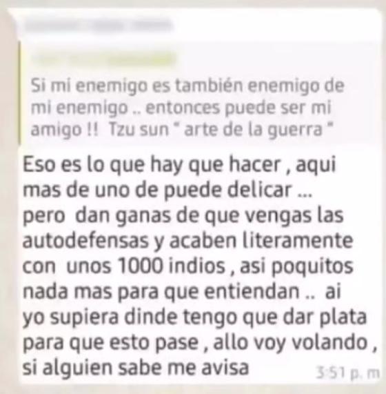 Mensaje Whatsapp Juliana Andrea Rojas Neira
