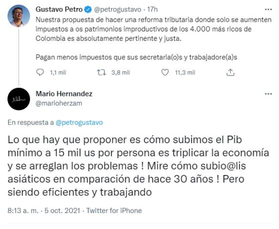 ¿Aumentar impuestos a los ricos? Mario Hernández le propone otra idea a Petro