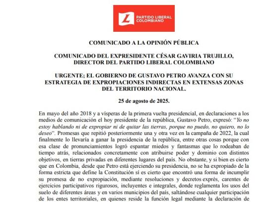 Comunicado César Gaviria