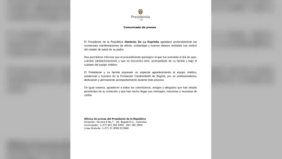 Comunicado salud papa de Abelardo